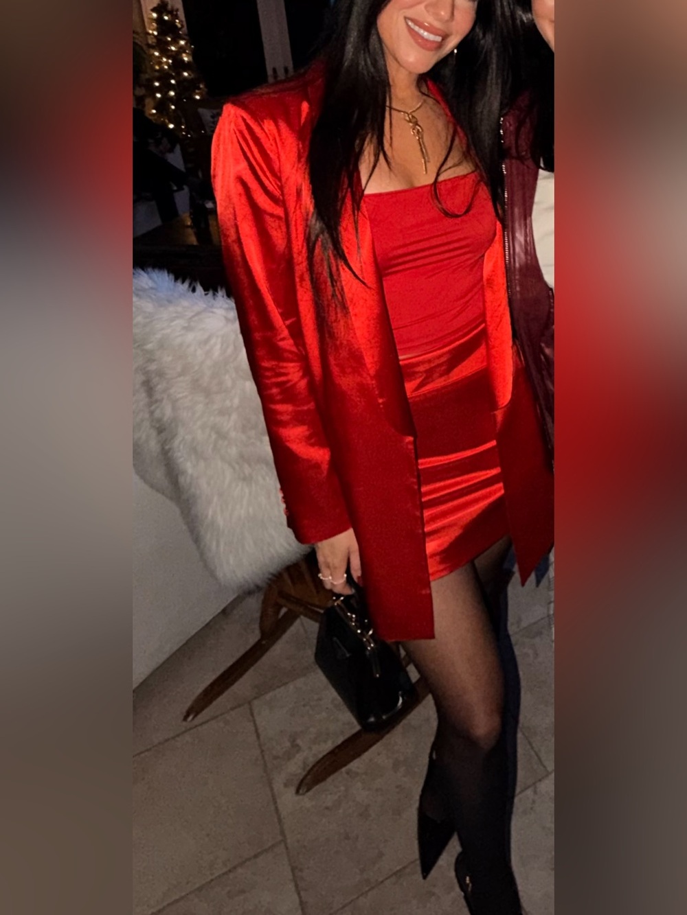 House of Harlow 1960 Red Satin Blazer